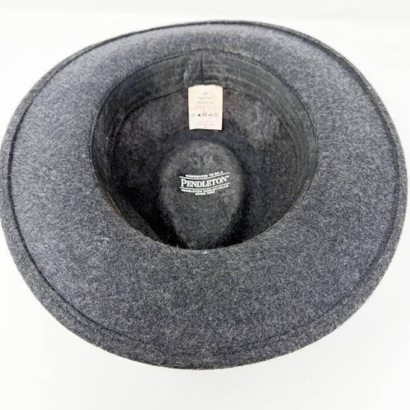 Pendleton Gray Teardrop Fedora 100% Wool Felt Hat Size M - Picture 6 of 8
